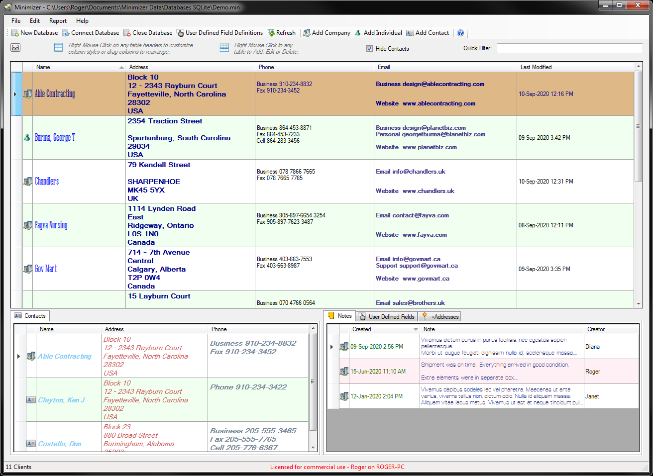 Minimizer Main Screen